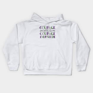 Courage Calls to Courage Everywhere Quote by Suffragette Leader, Millicent Fawcett Kids Hoodie